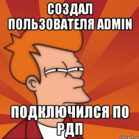 создал пользователя admin подключился по рдп