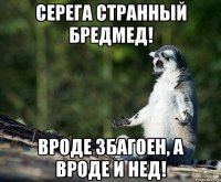 серега странный бредмед! вроде збагоен, а вроде и нед!