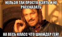 нельзя так просто взять и не рассказать на весь класс что шнайдер гей!