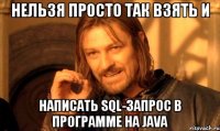 нельзя просто так взять и написать sql-запрос в программе на java