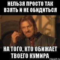 нельзя просто так взять и не обидиться на того, кто обижает твоего кумира