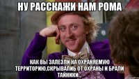ну расскажи нам рома как вы залезли на охраняемую территорию,скрывалиь от охраны и брали тайники...