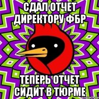 сдал отчет директору фбр теперь отчет сидит в тюрме