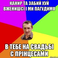 канир та забий хуй вженишсі і ми пагудимо в тебе на свадьбі с прінцесами