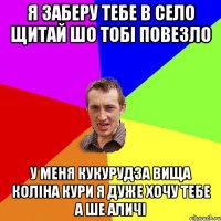 я заберу тебе в село щитай шо тобі повезло у меня кукурудза вища коліна кури я дуже хочу тебе а ше аличі