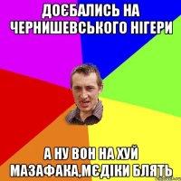 доєбались на чернишевського нiгери а ну вон на хуй мазафака,мєдiки блять