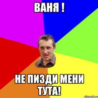 ваня ! не пизди мени тута!