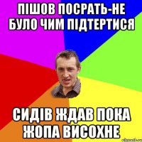 пішов посрать-не було чим підтертися сидів ждав пока жопа висохне