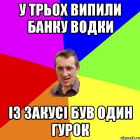 у трьох випили банку водки із закусі був один гурок