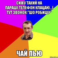 сижу такий на параші,телефон клацаю...і тут звонок:"шо робиш?" чай пью