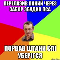 перелазив пяний через забор збудив пса порвав штани єлі уберігся