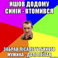 йшов додому синій - втомився забрав лісапет у п'яного мужика - далі поїхав