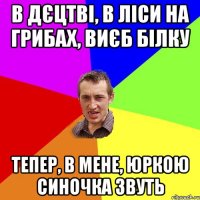 в дєцтві, в ліси на грибах, виєб білку тепер, в мене, юркою синочка звуть