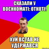 сказали у воєнкоматі: откоті! хуй встав не удержався