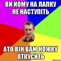 ви йому на лапку не наступіть ато він вам ножку откусить