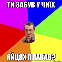 ти забув у чиїх яйцях плавав?