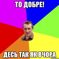 то добре! десь так як вчора