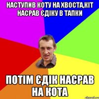 наступив коту на хвоста,кіт насрав єдіку в тапки потім єдік насрав на кота