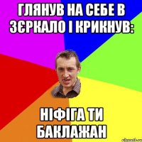 глянув на себе в зєркало і крикнув: ніфіга ти баклажан