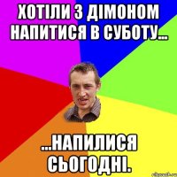 хотіли з дімоном напитися в суботу... ...напилися сьогодні.