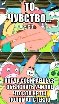 то чувство... когда собираешься объяснить училке что это не ты поломал стекло