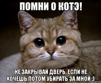 помни о котэ! не закрывай дверь, если не хочешь потом убирать за мной :)