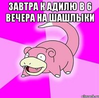 завтра к адилю в 6 вечера на шашлыки 