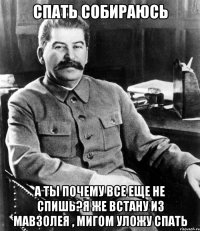 спать собираюсь а ты почему все еще не спишь?я же встану из мавзолея , мигом уложу спать