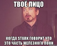 твоё лицо когда stark говорит что это часть железного пони