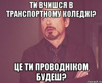 ти вчишся в транспортному коледжі? це ти проводніком будеш?