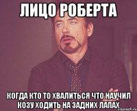 лицо роберта когда кто то хвалиться что научил козу ходить на задних лапах