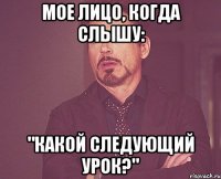 мое лицо, когда слышу: "какой следующий урок?"