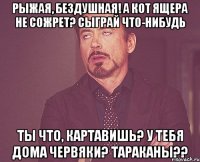 рыжая, бездушная! а кот ящера не сожрет? сыграй что-нибудь ты что, картавишь? у тебя дома червяки? тараканы??