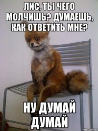 лис, ты чего молчишь? думаешь, как ответить мне? ну думай думай