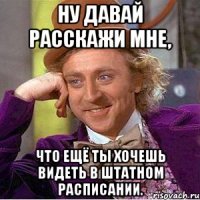 ну давай расскажи мне, что ещё ты хочешь видеть в штатном расписании.