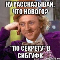 ну рассказывай, что нового? "по секрету" в сибгуфк