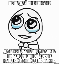 выпадай снежок уже да так чтобы боком валить по белоснежной дороге каждый божий день аминь.