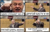 Один слушает Ак-47 Другой басту и 4к Третий блять Акона Надо слушай 50cent'a в sms audio Дибилы!