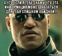 А что если я тебе скажу, что эта информация может оказаться для тебя слишком обидной... 