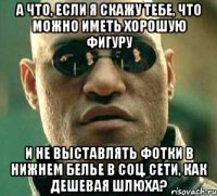 А что, если я скажу тебе, что можно иметь хорошую фигуру и не выставлять фотки в нижнем белье в соц. сети, как дешевая шлюха?