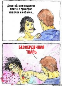 Дорогой, мне надоели посты о пристрое кошечек и собачек... Бессердечная тварь
