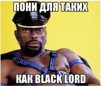 ПОНИ ДЛЯ ТАКИХ КАК BLACK LORD