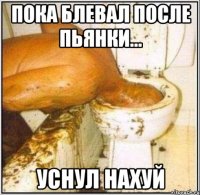 пока блевал после пьянки... уснул нахуй