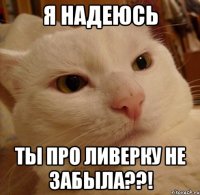 я надеюсь ты про ливерку не забыла??!