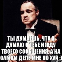 Ты думаешь, что я думаю о тебе и жду твоего сообщения, а на самом деле мне по хуй ;)