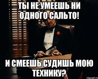 Ты не умеешь ни одного сальто! И смеешь судишь мою технику?