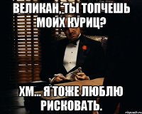 Великан, ты топчешь моих куриц? Хм... Я тоже люблю рисковать.