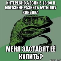 интересно,а если в 23:00 в магазине разбить бутылку коньяка меня заставят её купить?