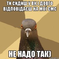 ти сидиш у вк і довго відповідаєш на мої смс не надо так)