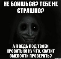 не боишься? тебе не страшно? а я ведь под твоей кроватью! ну что, хватит смелости проверить?